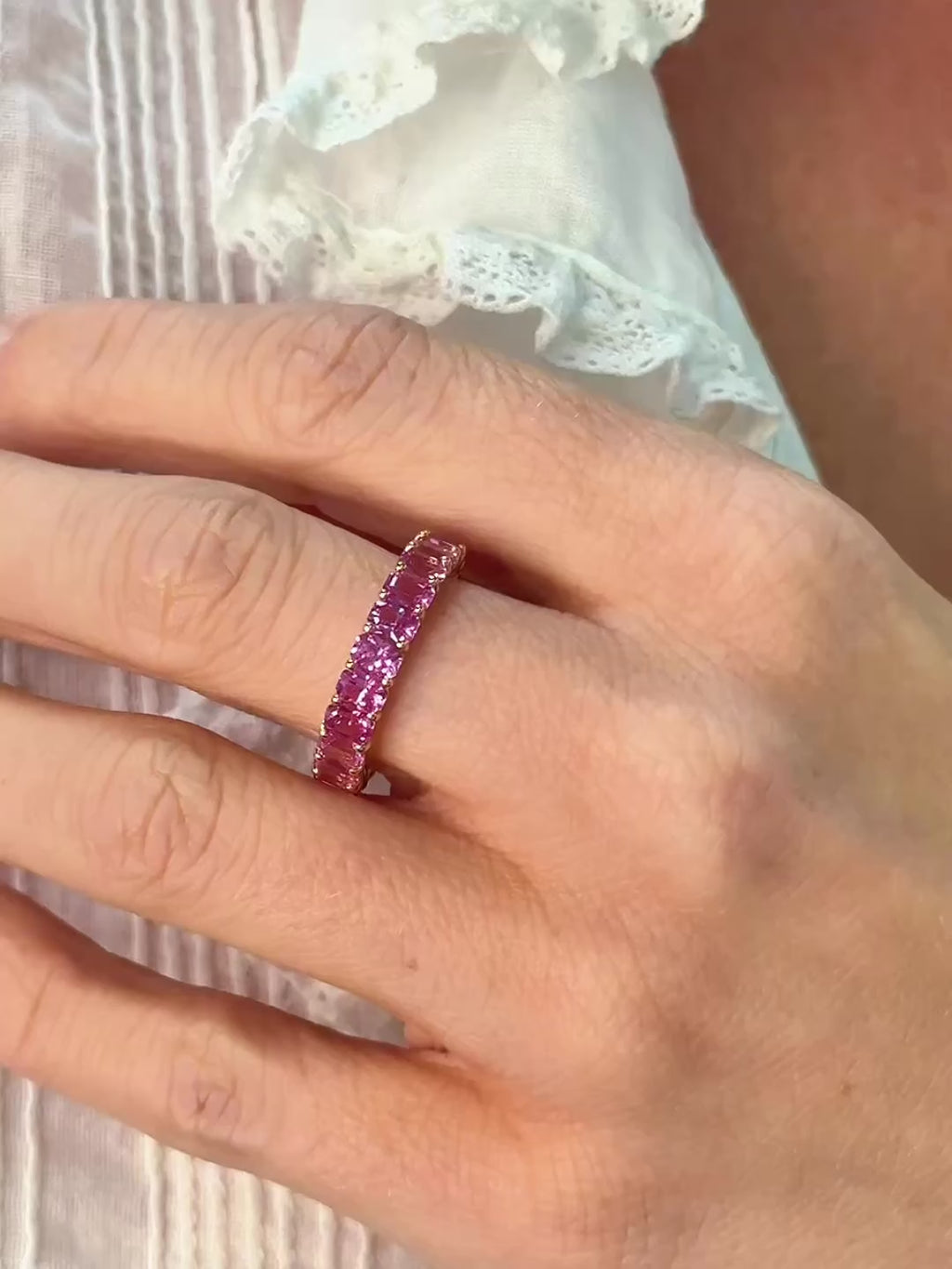 18K Yellow Gold & Pink Sapphire Eternity Band