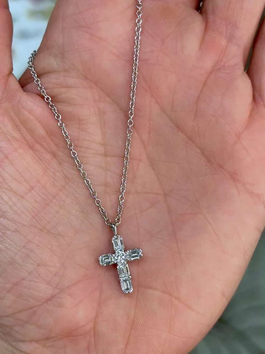 Platinum & Diamond Cross Necklace